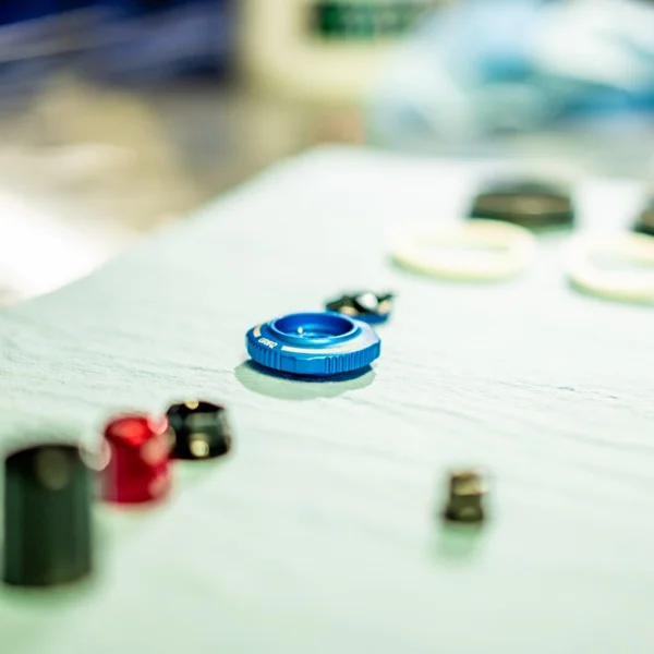 Fox fork service parts and components laid out on HPR Suspension workbench in Terrey Hills