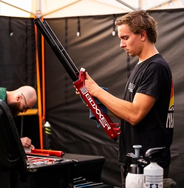RockShox Boxxer fork servicing at HPR Suspension workshop in Terrey Hills, Northern Beaches